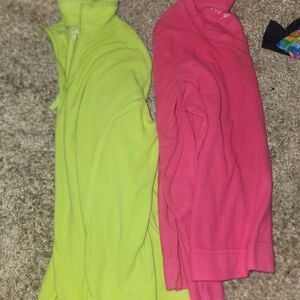 Bright Green and Pink Quarter-Zip Pullovers
